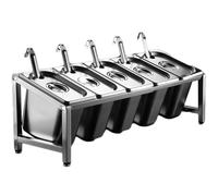 WTLONBF Porta spezie Commerciale a Fila Singola in Acciaio Inox 304 da 5 padelle, Set portaoggetti per marmellate Tutto in Uno, mobiletto da Cucina per mensole da Bar per Bevande (22 x 7 x 8 Pollici)