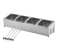 WTLONBF Porta spezie da banco in Acciaio Inox 304 per 8 padelle, 2 File di Ripiani per spezie con coperchi e cucchiai, mensola per conservare marmellate da Ristorante (B-71X18X16CM/28X7X6IN)