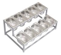 WTLONBF Porta spezie in Acciaio Inox 304 con Coperchio, portaoggetti da banco, Set di portaoggetti per spezie Alto e Basso per Latte, tè, marmellata (Argento/A, 22,6 x 14,8 x 5,7~9,8 Pollici)