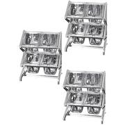 WTLONBF Porta spezie Retrattile in Acciaio Inox da 10 padelle, Organizer Trasparente a 2 File, Porta spezie da banco con Coperchio a Cucchiaio (Argento/GGG, 25,4 x 8,9 x 17 Pollici - 3 Pezzi)