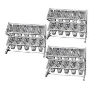 WTLONBF Porta spezie Retrattile in Acciaio Inox da 10 padelle, Organizer Trasparente a 2 File, Porta spezie da banco con Coperchio a Cucchiaio (Argento/EEE, 25,4 x 8,9 x 17 Pollici - 3 Pezzi)