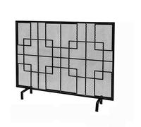 WTLONBF Schermo per Camino in Ferro battuto, Copertura Decorativa per Camino in Stile Europeo, Design a griglia Semplice per la Sicurezza e l'estetica della casa (Nero)