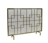 WTLONBF Schermo per Camino in Ferro battuto, Copertura Decorativa per Camino in Stile Europeo, Design a griglia Semplice per la Sicurezza e l'estetica della casa (Oro)