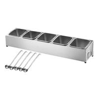 WTLONBF Set di 8 contenitori per spezie in Acciaio Inox con coperchi e cucchiai, Porta spezie da banco a 2 File, ripiano per conservare marmellate da Ristorante (C-53X18X16CM/21X7X6IN)