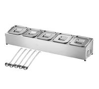 WTLONBF Set di 8 contenitori per spezie in Acciaio Inox con coperchi e cucchiai, Porta spezie da banco a 2 File, ripiano per conservare marmellate da Ristorante (C-71X18X16CM/28X7X6IN)