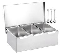 WTLONBF Set di Porta spezie in Acciaio Inossidabile - Cucina a 6 padelle, Ideale per Cucinare in casa e per l'organizzazione della Cucina, con Cucchiaio per riporre Le spezie sul Piano di Lavoro