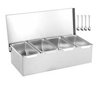WTLONBF Set di Porta spezie in Acciaio Inossidabile - Cucina a 6 padelle, Ideale per Cucinare in casa e per l'organizzazione della Cucina, con Cucchiaio per riporre Le spezie sul Piano di Lavoro