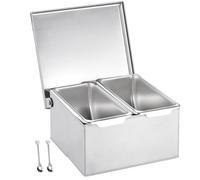 WTLONBF Set di Porta spezie in Acciaio Inossidabile - Cucina da 6 padelle, Ideale per Cucinare in casa e organizzare la Cucina, con Cucchiaio per riporre Le spezie sul Piano di Lavoro (15x15x9 cm)