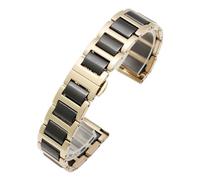 WTNZBAEM Bracciale in ceramica compatibile con cinturino meccanico impermeabile Fiyta Four-leaf Clover da donna, 14 mm, 16 mm, 18 mm(Gold black,14mm)