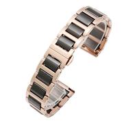 WTNZBAEM Bracciale in ceramica compatibile con cinturino meccanico impermeabile Fiyta Four-leaf Clover da donna, 14 mm, 16 mm, 18 mm(Rose gold black,14mm)