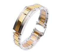WTNZBAEM Cinturini in acciaio inossidabile massiccio compatibili con Rolex Steel Band Ditona The Diver Watch Chain da 20 mm, cinturini for orologi da uomo e da donna(Silver gold)