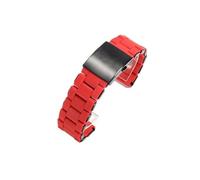 WTNZBAEM Cinturini in acciaio rivestito in silicone traspirante compatibili con Diesel RED MAGIC Black Warrior Aerospace Friday Panerai Strap 24 26 28 mm(Red,28mm)