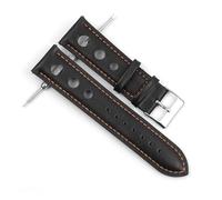 WTNZBAEM Cinturino da polso vintage fatto a mano in pelle for orologio da polso, 18 mm, 20 mm, 22 mm, cinturino da uomo, cinturino nero traspirante(Black-Orange Wire,22mm)