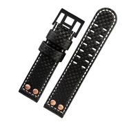 WTNZBAEM Cinturino for orologio compatibile con Hamilton Khaki Aviation H77696793 77616533 cinturino in pelle e fibra di carbonio da uomo con rivetti in metallo(Black white-black)