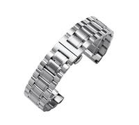 WTNZBAEM Cinturino for orologio in acciaio inossidabile con estremità curva 19/20/21/22/23/24 mm, chiusura a farfalla, cinturini universali for orologi 12/13/14/15/16/17/18 mm(Silver,14mm)