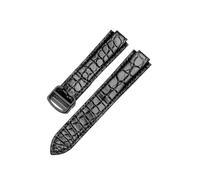 WTNZBAEM Cinturino for orologio in coccodrillo con design a trama circolare, compatibile con cinturino con interfaccia convessa Cartier Balloon Bleu De Folding(Black-Black-Z4,8x16mm)