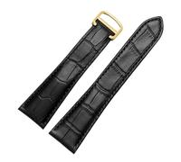 WTNZBAEM Cinturino for orologio in pelle da 16 mm, 18 mm e 20 mm, nero, blu, marrone, con fibbia deployante, compatibile con Cartier Solo Blue Ballon(Black-gold,16mm)