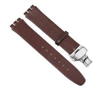 WTNZBAEM Cinturino for orologio in pelle da 17 mm compatibile con Swatch SS07S101 SS07S104, cinturino for orologio in morbida pelle bovina da uomo e da donna, accessori di ricambio(Brown silver,16mm)