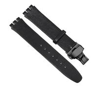 WTNZBAEM Cinturino for orologio in pelle da 17 mm compatibile con Swatch SS07S101 SS07S104, cinturino for orologio in morbida pelle bovina da uomo e da donna, accessori di ricambio(Black black,17mm)