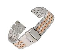 WTNZBAEM Cinturino for orologio Jubilee universale da 18 mm, 19 mm, 20 mm, 21 mm, 22 mm, in acciaio inossidabile, argento, oro, nero, sette perle(Middle Rosegold,19mm)