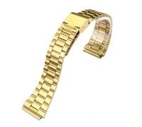 WTNZBAEM Cinturino in acciaio pregiato compatibile con i cinturini in acciaio CASIO A158 / A159 / A168 / A169 / B650 / AQ230 / 700, cinturino da 18 mm for orologi piccoli in oro.(Gold 3)