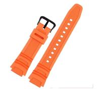 WTNZBAEM Cinturino in gomma for orologio compatibile con Casio AE-1000W AQ-S810W AQ-S800W AE-1200 W-735H, cinturino in silicone for orologio sportivo da uomo, impermeabile, 18 mm(Orange black)
