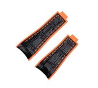 WTNZBAEM Cinturino in gomma morbida bicolore in coccodrillo compatibile con il cinturino Rolex da uomo con chiusura a pulsante di regolazione fine(Black orange,20mm No buckle)