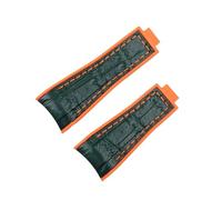 WTNZBAEM Cinturino in gomma morbida bicolore in coccodrillo compatibile con il cinturino Rolex da uomo con chiusura a pulsante di regolazione fine(Green orange,20mm silver buckle)