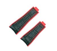 WTNZBAEM Cinturino in gomma morbida bicolore in coccodrillo compatibile con il cinturino Rolex da uomo con chiusura a pulsante di regolazione fine(Green red,20mm rosegold buckle)