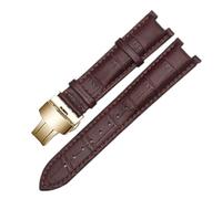 WTNZBAEM Cinturino in pelle compatibile con GC Wristband 22 * 13mm 20 * 11mm Cinturino con tacche e fibbia a farfalla in acciaio inossidabile CINTURINO(Brown gold,20-11mm)