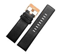 WTNZBAEM Cinturino in vera pelle compatibile con orologi Diesel DZ1405 4323 4344 4427 7257 4283 con fibbia ad ardiglione e cinturino in rilievo da 24, 26 e 28 mm.(Black Rose Button,30mm)