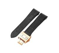 WTNZBAEM Compatibile con cinturino for orologio Cartier Santos Sandoz 100 24,5 23 20 mm in pelle bovina di alta qualità con fibbia deployante in acciaio massiccio, nero marrone(Black-Rose-Z8,23mm)