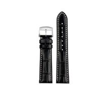 WTNZBAEM Compatibile con orologi Longines Cinturino for orologio Craftsman in vera pelle L2 L3 L4 L2.628/L2.673 Cinturino for orologio in pelle bovina con fibbia a farfalla 19 20 21 mm(Black-silver pi