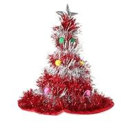 WTongBao Christmas Tree Hat Adult Green Gold Sequin With Star Party Silly Hat Santa Party Fancy Witch Holiday Decorations Headgear(Red)