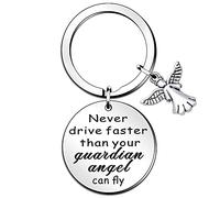 WTOPP Never Drive Faster Than Your Guardian Angel Can Fly portachiavi braccialetto nuovo driver regalo dolce 16 regalo angelo portachiavi nuovo driver portachiavi
