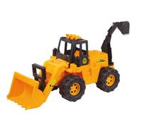 W'TOY Bulldozer per bambini con doppio Escavatore mobile - Mezzo da Cantiere - Dimensioni Extra - 60 cm - Globo Giocattoli - 41509
