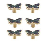 WTOYRRT Maniglie a forma di farfalla, pomelli per cassetti a foro singolo, per porte decorative, comò, cucina e guardaroba, set di 6 (guscio d'acqua)