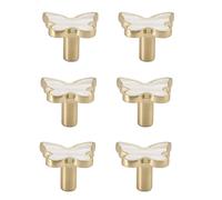 WTOYRRT Maniglie a forma di farfalla, set di 6, pomelli per cassetti a foro singolo, per porte decorative, comò, cucina e mobili per guardaroba (bianco fiocco di neve)