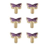 WTOYRRT Maniglie a forma di farfalla, set di 6, pomelli per cassetti con foro singolo, per porte decorative, comò, cucina e mobili per guardaroba (viola)