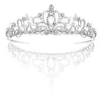 WTpin Corona Diadema di Strass d'argento, Corona Sposa Principessa, Tiara Regina, Coroncina Principessa, Diadema Compleanno Ragazza, Per la Festa di Compleanno del Ballo (Argento)