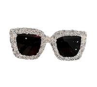 WTRYT Occhiali da sole con strass, 1 pezzo, occhiali da sole con strass, occhiali da sole con strass, occhiali da sole con strass, occhiali da sole da donna, argento, 15X10X5CM