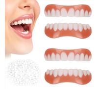 Wttfc "Dente Finto Provvisorio Cemento Dentale Definitivo,2 Set di Protesi Dentale Dentiera Bianca Superiore E Inferiore Faccette Dentali Denti Finti Cosmetici per Donna Uomo, Taglia Unica