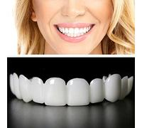 Wttfc Set di Protesi Dentale Faccette Denti Finti Bianca Superiore e Inferiore Faccette Dentali Cosmetici Dentiera Finta Naturale Faccette Istantanee Protesi a Sorriso Perfetto per Donna Uomo