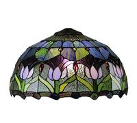 WTTWW Sostituzione Paralume da 16" Solo Camino della Lampada in Vetro colorato Tiffany, Design Tulipano, Rosso Viola Floreale per Lampada da Tavolo, Luce a Sospensione, Lampada da Terra,Blu
