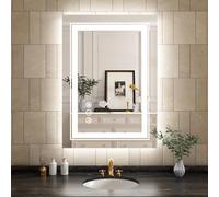 WTTY Specchio da bagno a LED, 50,8 x 71,1 cm, con retroilluminazione e luce frontale, dimmerabile, specchio LED per bagno, anti-appannamento, moderno per parete, funzione memoria, infrangibile