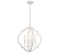 WTUOING Lampada a Sospensione Vintage Bianco, 4 Luci Shabby Chic Lampadario Camera da Letto Soggiorno Corridoio, Industriale Lampadario Rustico Lampadari Rustici per Cucina Sala da Pranzo Salotto
