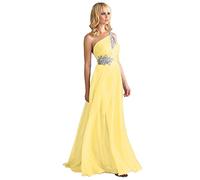 WTWVIAN Abito da sera da donna monospalla in chiffon, lunghezza fino al pavimento, con paillettes e perline, abito da damigella d'onore