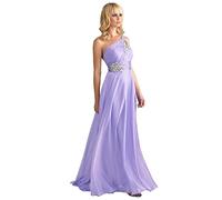 WTWVIAN Abito da sera da donna monospalla in chiffon, lunghezza fino al pavimento, con paillettes e perline, abito da damigella d'onore per matrimonio, Lilla, 40