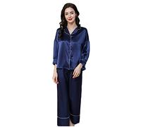 WTWVIAN Pigiama di seta delle donne 100% puro gelso naturale seta pigiama set seta pigiami signore con confezione regalo, Blu Royal, XXL