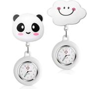 WUBAYI 2 orologi da infermiera, design con panda e nuvola, retrattile, in morbido silicone, per donne e uomini, in campo medico